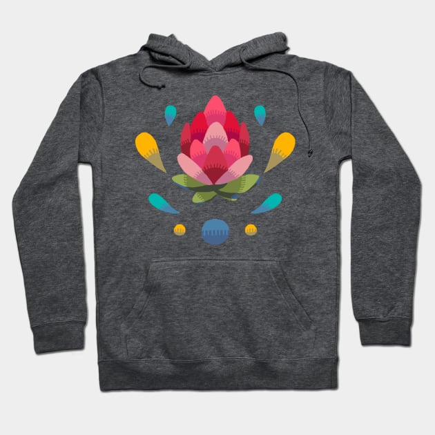 Light Open Simple Protea Bud Stamp Hoodie by maak and illy